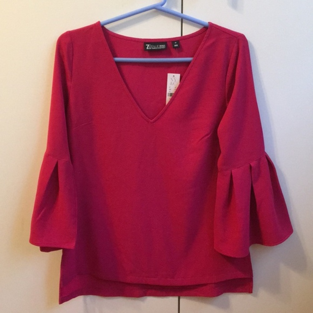 New York and Company V Neck Bell Sleeve Top